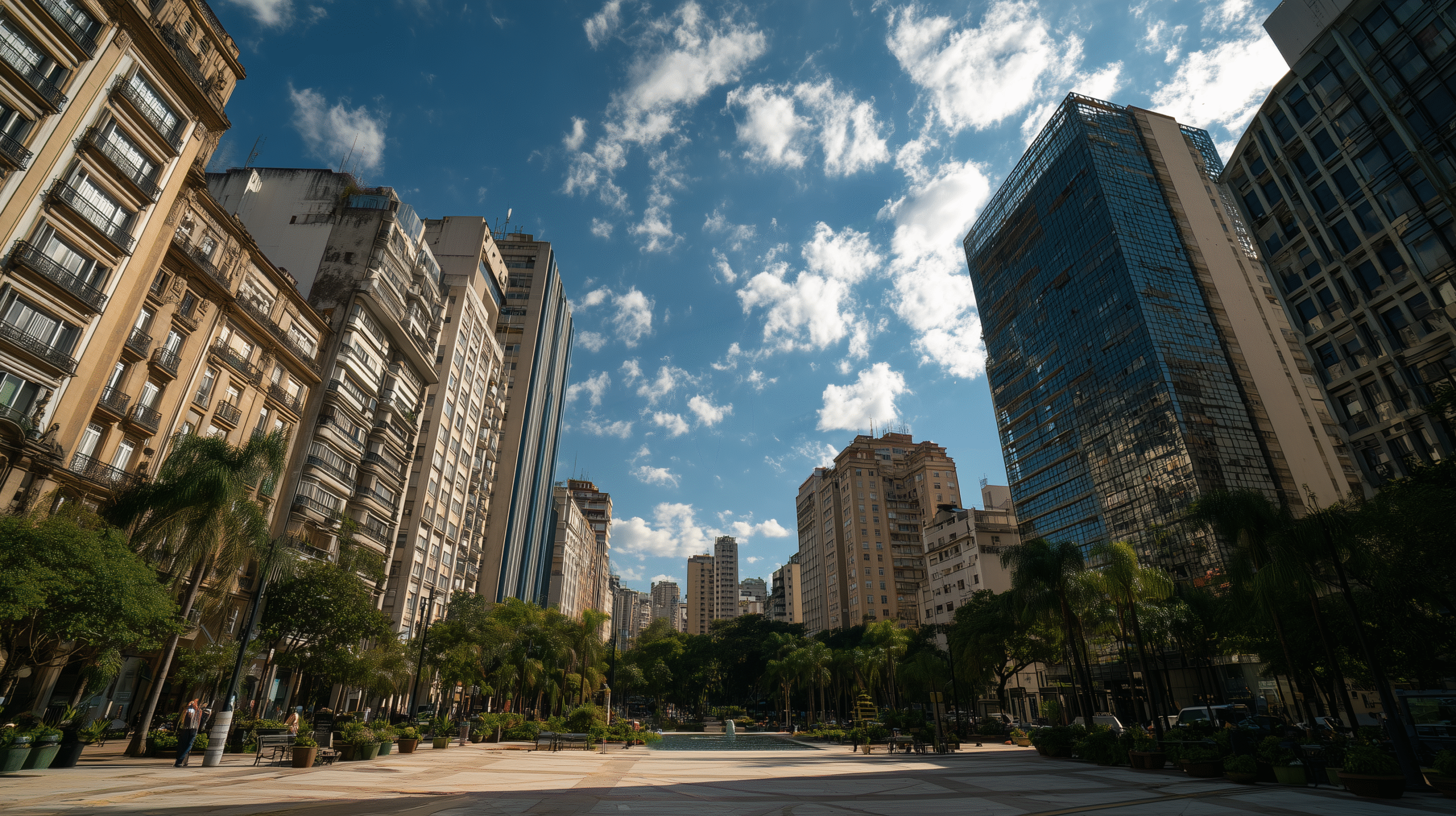 Conjunto de prédios comerciais em área urbana