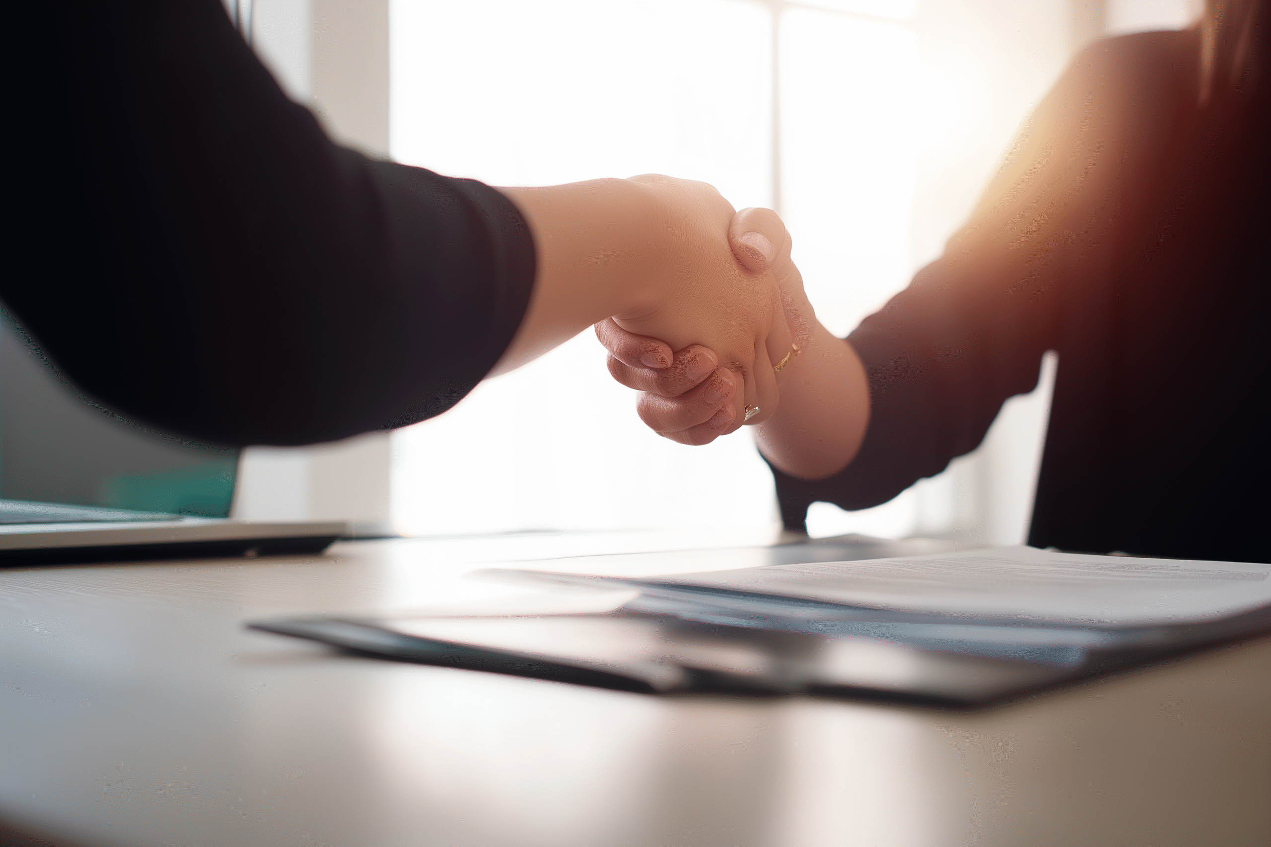 Aperto de mãos durante negociação imobiliária
